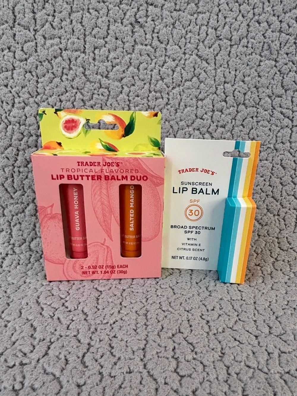 Trader Joes Lip Butter Balm Duo Salted Mango Guava Citrus SPF 30 Sunscreen New